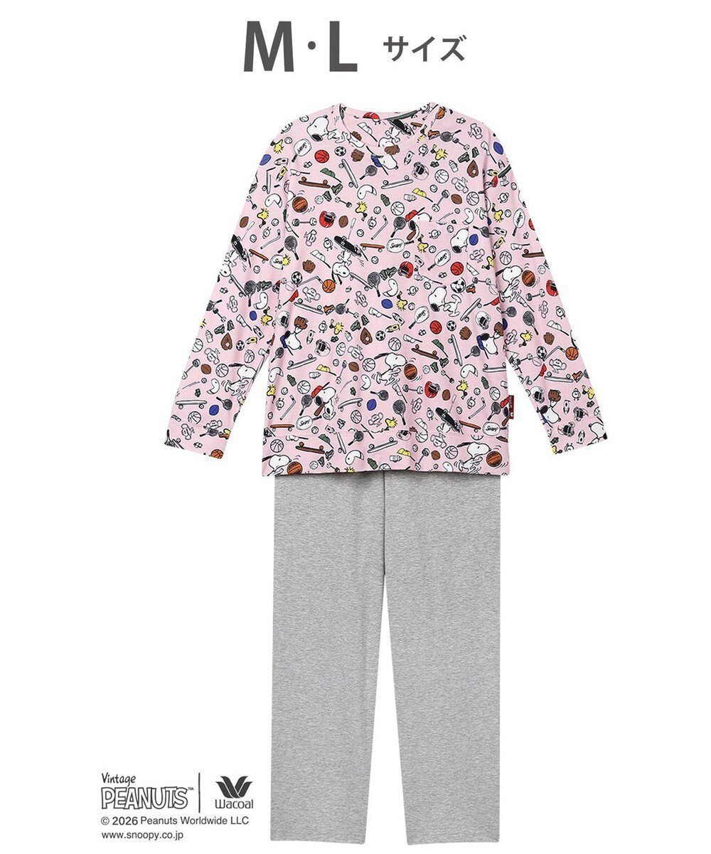 【ワコール/WACOAL】のPEANUTS パジャマ 長袖 長ズボン 綿100%(本体) スヌーピー レディース FDX561 /ワコール インテリア・キッズ・メンズ・レディースファッション・服の通販 founy(ファニー) 　ファッション　Fashion　レディースファッション　Fashion for Women　トップス・カットソー　Cut & Sew Tops　お家時間・ステイホーム　Stay Home / At Home　スポーツ　Sports, Activewear　パジャマ　Pajamas, Sleepwear　プリント　Print, Printed Pattern　ボトム　Bottoms, Lower Wear　無地　Plain, Solid Color　長袖　Long Sleeve, Full Sleeve　ピンク|ID: prp329100004870064 ipo3291000000036296068