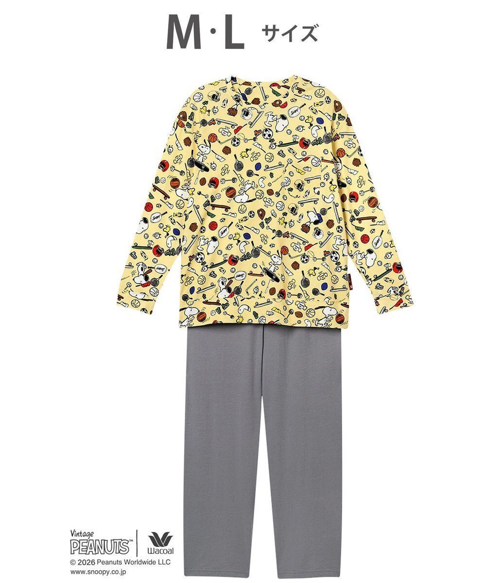 【ワコール/WACOAL】のPEANUTS パジャマ 長袖 長ズボン 綿100%(本体) スヌーピー レディース FDX561 /ワコール インテリア・キッズ・メンズ・レディースファッション・服の通販 founy(ファニー) 　ファッション　Fashion　レディースファッション　Fashion for Women　トップス・カットソー　Cut & Sew Tops　お家時間・ステイホーム　Stay Home / At Home　スポーツ　Sports, Activewear　パジャマ　Pajamas, Sleepwear　プリント　Print, Printed Pattern　ボトム　Bottoms, Lower Wear　無地　Plain, Solid Color　長袖　Long Sleeve, Full Sleeve　イエロー|ID: prp329100004870064 ipo3291000000036296069