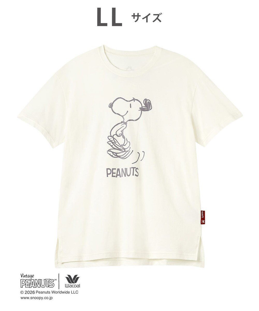 【ワコール/WACOAL】のPEANUTS トップス 4分袖 Tシャツ 綿100%(本体) スヌーピー レディース FTT168 /ワコール インテリア・キッズ・メンズ・レディースファッション・服の通販 founy(ファニー) 　ファッション　Fashion　レディースファッション　Fashion for Women　トップス・カットソー　Cut & Sew Tops　シャツ・ブラウス・オフィスカジュアル　Elegant Blouses & Button-Ups　ロングTシャツ・Tシャツ　Longline T-Shirts & Tees　おすすめ　Recommended / Our Picks　お家時間・ステイホーム　Stay Home / At Home　シンプル　Simple, Minimal　パジャマ　Pajamas, Sleepwear　プリント　Print, Printed Pattern　リラックス　Relax, Relaxed Fit　アイボリー|ID: prp329100004870073 ipo3291000000036296104