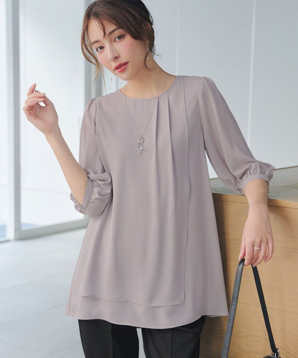 【ティアクラッセ/Tiaclasse】のラップ風ジョーゼットチュニック インテリア・キッズ・メンズ・レディースファッション・服の通販 founy(ファニー) 　ファッション　Fashion　レディースファッション　Fashion for Women　トップス・カットソー　Cut & Sew Tops　シャツ・ブラウス・オフィスカジュアル　Elegant Blouses & Button-Ups　アクセサリー　Fashion Accessories　アシンメトリー　Asymmetrical Style　ウォッシャブル　Machine Washable　春　Spring　洗える　Machine Washable　秋　Autumn　カーディガン　Cardigan, Knitwear　シフォン　Chiffon, Lightweight Fabric　シューズ　Shoes, Footwear　ジョーゼット　Georgette, Semi-Sheer Fabric　スリーブ　Sleeve, Long Sleeve / Short Sleeve　チュニック　Tunic, Long Top　長袖　Long Sleeve, Full Sleeve　ポケット　Pocket, Pocket Detail　ラウンド　Round, Round Neck　ラップ　Wrap, Wrap Design　リラックス　Relax, Relaxed Fit　ロング　Long, Long-Length　S/S・春夏　SS, Spring/Summer, Warm Season　再入荷　Restock / Back in Stock　夏　Summer　エレガント 上品　Elegant　セレモニー　Ceremony　入学式　Entrance Ceremony　新作・新入荷　New Arrivals / New In　ビジネス 仕事 通勤　Business / Work / Commuting　グレー|ID: prp329100004870075 ipo3291000000036296112