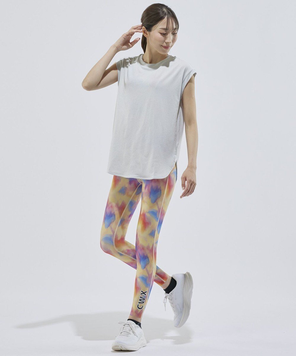 【シーダブリューエックス/CW-X】の【WOMEN】 CW-X Tシャツ 梨地素材 薄手 シアー感 スポーツウェア ノースリーブ レディース DLY123 /ワコール インテリア・キッズ・メンズ・レディースファッション・服の通販 founy(ファニー) 　ファッション　Fashion　レディースファッション　Fashion for Women　トップス・カットソー　Cut & Sew Tops　キャミソール&ノースリーブ　Camisoles & Sleeveless Tops　シャツ・ブラウス・オフィスカジュアル　Elegant Blouses & Button-Ups　ロングTシャツ・Tシャツ　Longline T-Shirts & Tees　スポーツウェア　Functional & Stylish Sportswear　スポーツ トップス　Athletic Tops / Workout Tops / Training Shirts　シアー　Sheer, See-Through　スポーツ　Sports, Activewear　スリット　Slit, Slit Detail　ノースリーブ　Sleeveless, No-Sleeve　グレー|ID: prp329100004870077 ipo3291000000036296119