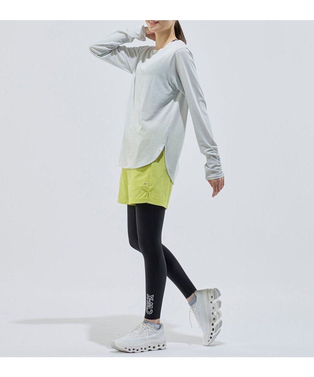【シーダブリューエックス/CW-X】の【WOMEN】 CW-X ロングTシャツ 梨地素材 薄手 シアー感 スポーツウェア 長袖 レディース DLY129 /ワコール インテリア・キッズ・メンズ・レディースファッション・服の通販 founy(ファニー) 　ファッション　Fashion　レディースファッション　Fashion for Women　トップス・カットソー　Cut & Sew Tops　シャツ・ブラウス・オフィスカジュアル　Elegant Blouses & Button-Ups　ロングTシャツ・Tシャツ　Longline T-Shirts & Tees　スポーツウェア　Functional & Stylish Sportswear　スポーツ トップス　Athletic Tops / Workout Tops / Training Shirts　シアー　Sheer, See-Through　シャーリング　Shirring, Ruched　スポーツ　Sports, Activewear　スリット　Slit, Slit Detail　ロング　Long, Long-Length　長袖　Long Sleeve, Full Sleeve　グレー|ID: prp329100004870078 ipo3291000000036296124