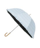 【ムーンバット/MOONBAT】の【遮光/晴雨兼用日傘】LANVIN en Bleu (ランバン オン ブルー)ドビーフリル ハート 遮熱 UV 長傘 ブルー(ツイード)|ID: prp329100004870085 ipo3291000000036296151