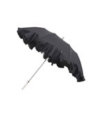 【ムーンバット/MOONBAT】の【1級遮光/遮熱/UV】LANVIN en Bleu (ランバン オン ブルー)晴雨兼用日傘 ラッフルフリル 無地 チャーム付き 折りたたみ傘 楽折 ブラック|ID: prp329100004870086 ipo3291000000036296153