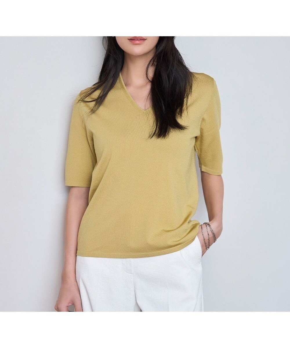 【アイシービー/iCB】の【洗える】シンセティックハイゲージ 半袖ニット インテリア・キッズ・メンズ・レディースファッション・服の通販 founy(ファニー) 　ファッション　Fashion　レディースファッション　Fashion for Women　トップス・カットソー　Cut & Sew Tops　ニット　Knit Tops & Sweaters　アンサンブル　Ensemble Set　インナー　Innerwear　春　Spring　洗える　Machine Washable　カーディガン　Cardigan, Knitwear　シンプル　Simple, Minimal　ジャケット　Jacket, Outerwear　ストレート　Straight, Straight Cut　スリーブ　Sleeve, Long Sleeve / Short Sleeve　セーター　Sweater, Knitwear　ベーシック　Basic, Essential　半袖　Short Sleeve, Half Sleeve　ロング　Long, Long-Length　S/S・春夏　SS, Spring/Summer, Warm Season　おすすめ　Recommended / Our Picks　夏　Summer　エレガント 上品　Elegant　2025年　2025　2025春夏・S/S　Spring/Summer 2025 SS25　クリームカーキ系|ID: prp329100004870194 ipo3291000000036298818