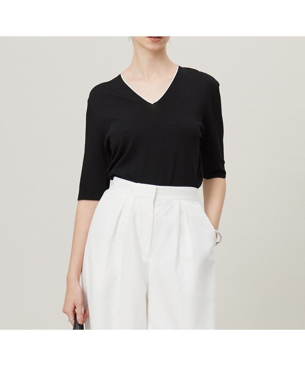 【アイシービー/iCB】の【洗える】シンセティックハイゲージ 半袖ニット インテリア・キッズ・メンズ・レディースファッション・服の通販 founy(ファニー) 　ファッション　Fashion　レディースファッション　Fashion for Women　トップス・カットソー　Cut & Sew Tops　ニット　Knit Tops & Sweaters　アンサンブル　Ensemble Set　インナー　Innerwear　春　Spring　洗える　Machine Washable　カーディガン　Cardigan, Knitwear　シンプル　Simple, Minimal　ジャケット　Jacket, Outerwear　ストレート　Straight, Straight Cut　スリーブ　Sleeve, Long Sleeve / Short Sleeve　セーター　Sweater, Knitwear　ベーシック　Basic, Essential　半袖　Short Sleeve, Half Sleeve　ロング　Long, Long-Length　S/S・春夏　SS, Spring/Summer, Warm Season　おすすめ　Recommended / Our Picks　夏　Summer　エレガント 上品　Elegant　2025年　2025　2025春夏・S/S　Spring/Summer 2025 SS25　ブラック系|ID: prp329100004870194 ipo3291000000036298819