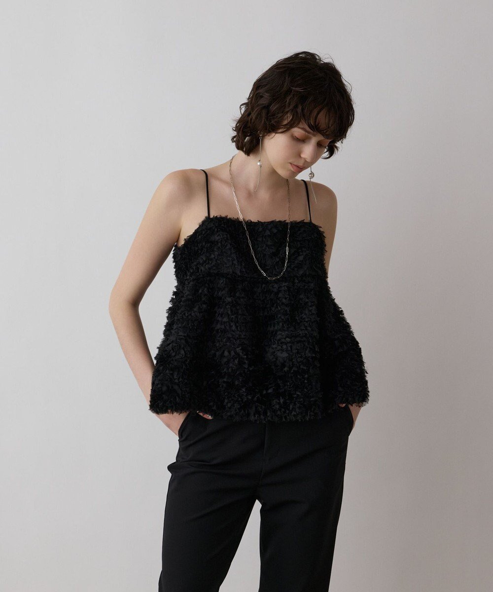 【グレース コンチネンタル/GRACE CONTINENTAL】のフラワーチュールキャミ インテリア・キッズ・メンズ・レディースファッション・服の通販 founy(ファニー) 　ファッション　Fashion　レディースファッション　Fashion for Women　トップス・カットソー　Cut & Sew Tops　キャミソール&ノースリーブ　Camisoles & Sleeveless Tops　春　Spring　キャミ　Camisole, Cami Top　キャミソール　Camisole, Spaghetti Strap Top　シアー　Sheer, See-Through　シャーリング　Shirring, Ruched　フェミニン　Feminine, Girly　フリル　Frill, Ruffle　ブルゾン　Blouson, Bomber Jacket　S/S・春夏　SS, Spring/Summer, Warm Season　夏　Summer　ブラック|ID: prp329100004870195 ipo3291000000036298824