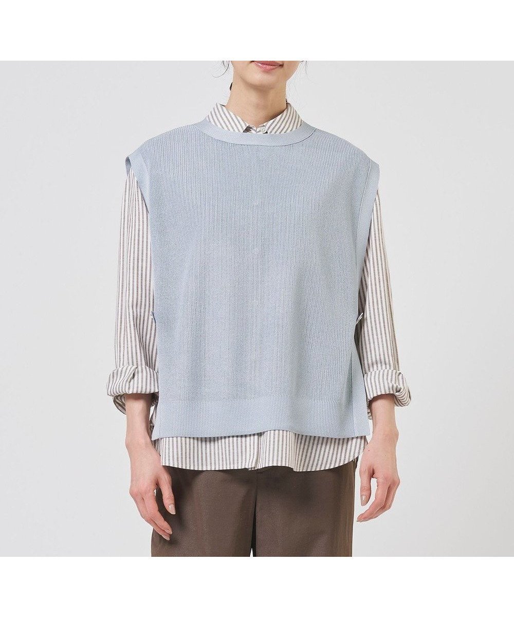 【ジェイ プレス/J.PRESS】のVis/Pe スパーク ニット ベスト インテリア・キッズ・メンズ・レディースファッション・服の通販 founy(ファニー) 　ファッション　Fashion　レディースファッション　Fashion for Women　アウター　Coat / Outerwear Collection　トップス・カットソー　Cut & Sew Tops　ニット　Knit Tops & Sweaters　ベスト&ジレ / 重ね着スタイル　Vests & Gilets　春　Spring　畦　Ribbed Knit　シンプル　Simple, Minimal　ドレープ　Drape, Draping Fabric　ベスト　Vest, Waistcoat　モダン　Modern, Contemporary　S/S・春夏　SS, Spring/Summer, Warm Season　夏　Summer　エレガント 上品　Elegant　グレイッシュブルー系|ID: prp329100004870203 ipo3291000000036298882