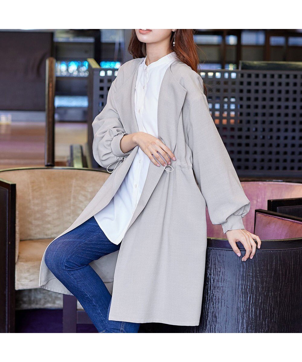 【ティアクラッセ/Tiaclasse】のパフスリーブ着流しコート インテリア・キッズ・メンズ・レディースファッション・服の通販 founy(ファニー) 　ファッション　Fashion　レディースファッション　Fashion for Women　アウター　Coat / Outerwear Collection　コート・ロングコート・ピーコート　Long Coats, Peacoats & More　レディースジャケット・軽アウター　Jackets　アクセサリー　Fashion Accessories　春　Spring　秋　Autumn　カーディガン　Cardigan, Knitwear　ギャザー　Gathered, Ruffled　シェイプ　Shape, Slim Fit　シルバー　Silver, Metallic Silver　ジャケット　Jacket, Outerwear　スリーブ　Sleeve, Long Sleeve / Short Sleeve　チュニック　Tunic, Long Top　バランス　Balance, Style Balance　パーカー　Hoodie, Parka　フェミニン　Feminine, Girly　ポケット　Pocket, Pocket Detail　羽織　Haori, Light Jacket　ロング　Long, Long-Length　S/S・春夏　SS, Spring/Summer, Warm Season　再入荷　Restock / Back in Stock　夏　Summer　新作・新入荷　New Arrivals / New In　ビジネス 仕事 通勤　Business / Work / Commuting　グレー|ID: prp329100004870218 ipo3291000000036298950