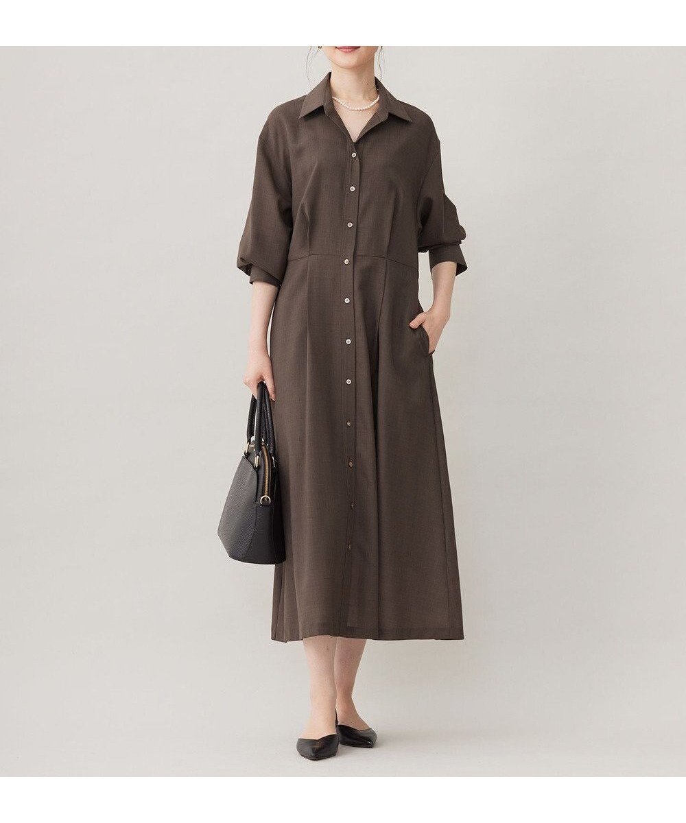 【自由区/JIYU-KU】の【洗える】トロピカルストレッチシャツ ドレス インテリア・キッズ・メンズ・レディースファッション・服の通販 founy(ファニー) 　ファッション　Fashion　レディースファッション　Fashion for Women　ワンピース　Dresses　フォーマル・パーティードレス・結婚式用ドレス　Elegant & Casual Dresses　シャツワンピース / 1枚で着映えコーデ　Shirt Dresses　おすすめ　Recommended / Our Picks　ストレッチ　Stretch, Stretchy Fabric　ドレス　Dress, One-Piece　バランス　Balance, Style Balance　洗える　Machine Washable　A/W・秋冬　Autumn/Winter　カーキブラウン|ID: prp329100004870219 ipo3291000000036298954