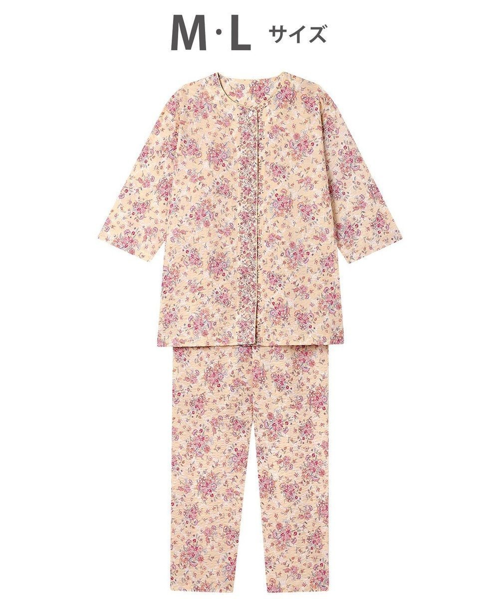 【ワコール/WACOAL】のパジャマ 7分袖 長袖 長ズボン 綿100%(本体) ローン素材 ミントン レディース NDT265 /ワコール 人気、トレンドファッション・服の通販 founy(ファニー) 　ファッション　Fashion　レディースファッション　Fashion for Women　トップス・カットソー　Cut & Sew Tops　エレガント 上品　Elegant　コレクション　Collection, Seasonal Line　長袖　Long Sleeve, Full Sleeve　パジャマ　Pajamas, Sleepwear　フラワー　Flower, Floral　ボトム　Bottoms, Lower Wear　 other-1|ID: prp329100004870245 ipo3291000000036299040