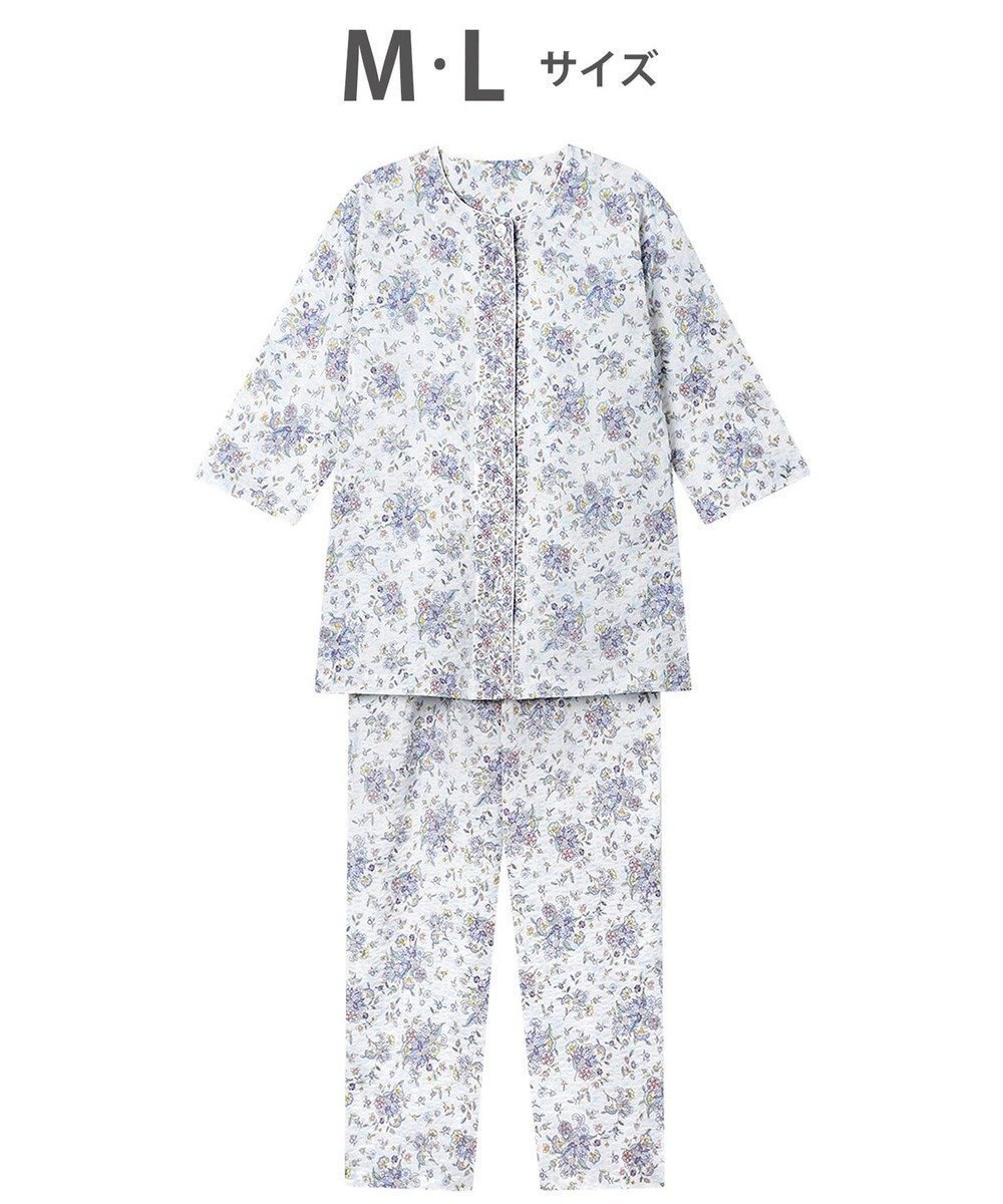 【ワコール/WACOAL】のパジャマ 7分袖 長袖 長ズボン 綿100%(本体) ローン素材 ミントン レディース NDT265 /ワコール インテリア・キッズ・メンズ・レディースファッション・服の通販 founy(ファニー) 　ファッション　Fashion　レディースファッション　Fashion for Women　トップス・カットソー　Cut & Sew Tops　エレガント 上品　Elegant　コレクション　Collection, Seasonal Line　長袖　Long Sleeve, Full Sleeve　パジャマ　Pajamas, Sleepwear　フラワー　Flower, Floral　ボトム　Bottoms, Lower Wear　ホワイト|ID: prp329100004870245 ipo3291000000036299042