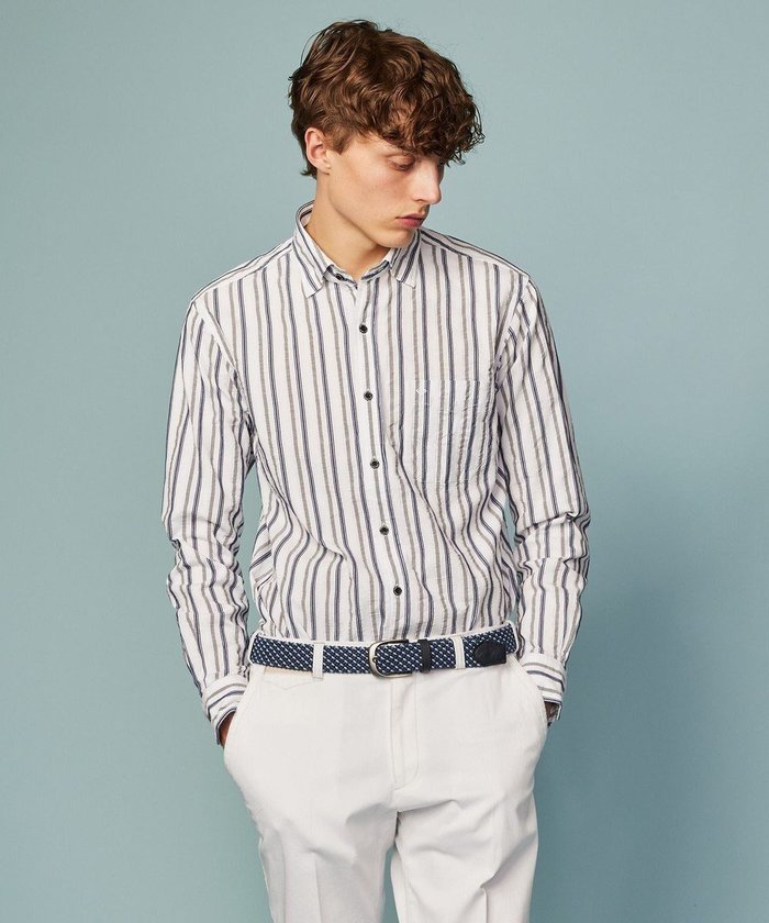 【ジョセフ アブード/JOSEPH ABBOUD / MEN】の【オーガニックコットン】オーガニックコードストライプ シャツ インテリア・キッズ・メンズ・レディースファッション・服の通販 founy(ファニー) https://founy.com/ ファッション Fashion メンズファッション Fashion for Men トップス・カットソー Cut & Sew Tops メンズシャツ Shirts おすすめ Recommended / Our Picks オーガニック Organic Cotton ストライプ Stripe, Striped Pattern 夏 Summer 春 Spring S/S・春夏 SS, Spring/Summer, Warm Season |ID: prp329100004870285 ipo3291000000036299261