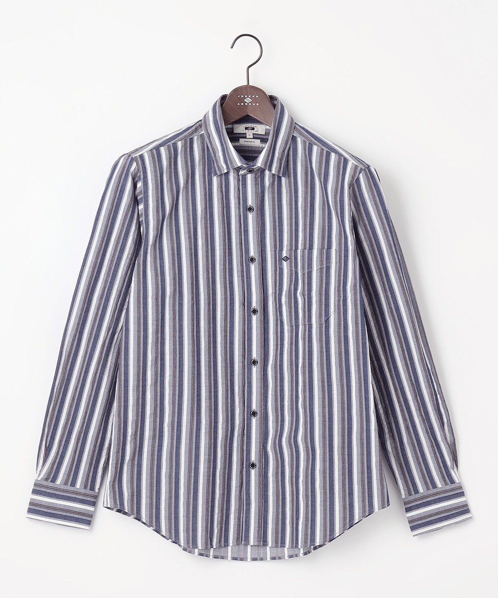 【ジョセフ アブード/JOSEPH ABBOUD / MEN】の【オーガニックコットン】オーガニックコードストライプ シャツ インテリア・キッズ・メンズ・レディースファッション・服の通販 founy(ファニー) 　ファッション　Fashion　メンズファッション　Fashion for Men　トップス・カットソー　Cut & Sew Tops　メンズシャツ　Shirts　おすすめ　Recommended / Our Picks　オーガニック　Organic Cotton　ストライプ　Stripe, Striped Pattern　夏　Summer　春　Spring　S/S・春夏　SS, Spring/Summer, Warm Season　ネイビー系1|ID: prp329100004870285 ipo3291000000036299268