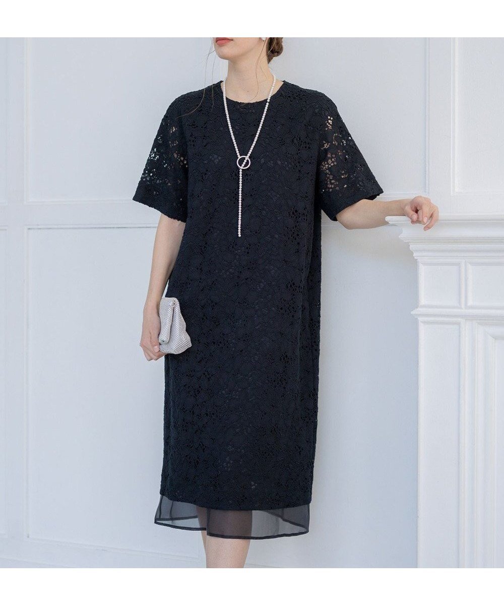 【23区/NIJYUSANKU】の【APPLAUDIR】シアーコンビ レースドレス インテリア・キッズ・メンズ・レディースファッション・服の通販 founy(ファニー) 　ファッション　Fashion　レディースファッション　Fashion for Women　ワンピース　Dresses　フォーマル・パーティードレス・結婚式用ドレス　Elegant & Casual Dresses　春　Spring　クラシカル　Classical, Vintage-Inspired　ケミカル　Chemical, Chemical Wash　サテン　Satin, Glossy Fabric　シアー　Sheer, See-Through　シンプル　Simple, Minimal　ストレート　Straight, Straight Cut　ドレス　Dress, One-Piece　パーティ　Party, Party Style　モダン　Modern, Contemporary　ラッセル　Raschel, Raschel Lace　レース　Lace, Lace Fabric　S/S・春夏　SS, Spring/Summer, Warm Season　夏　Summer　結婚式　Wedding　2025年　2025　2025春夏・S/S　Spring/Summer 2025 SS25　ブラック系|ID: prp329100004870302 ipo3291000000036299466