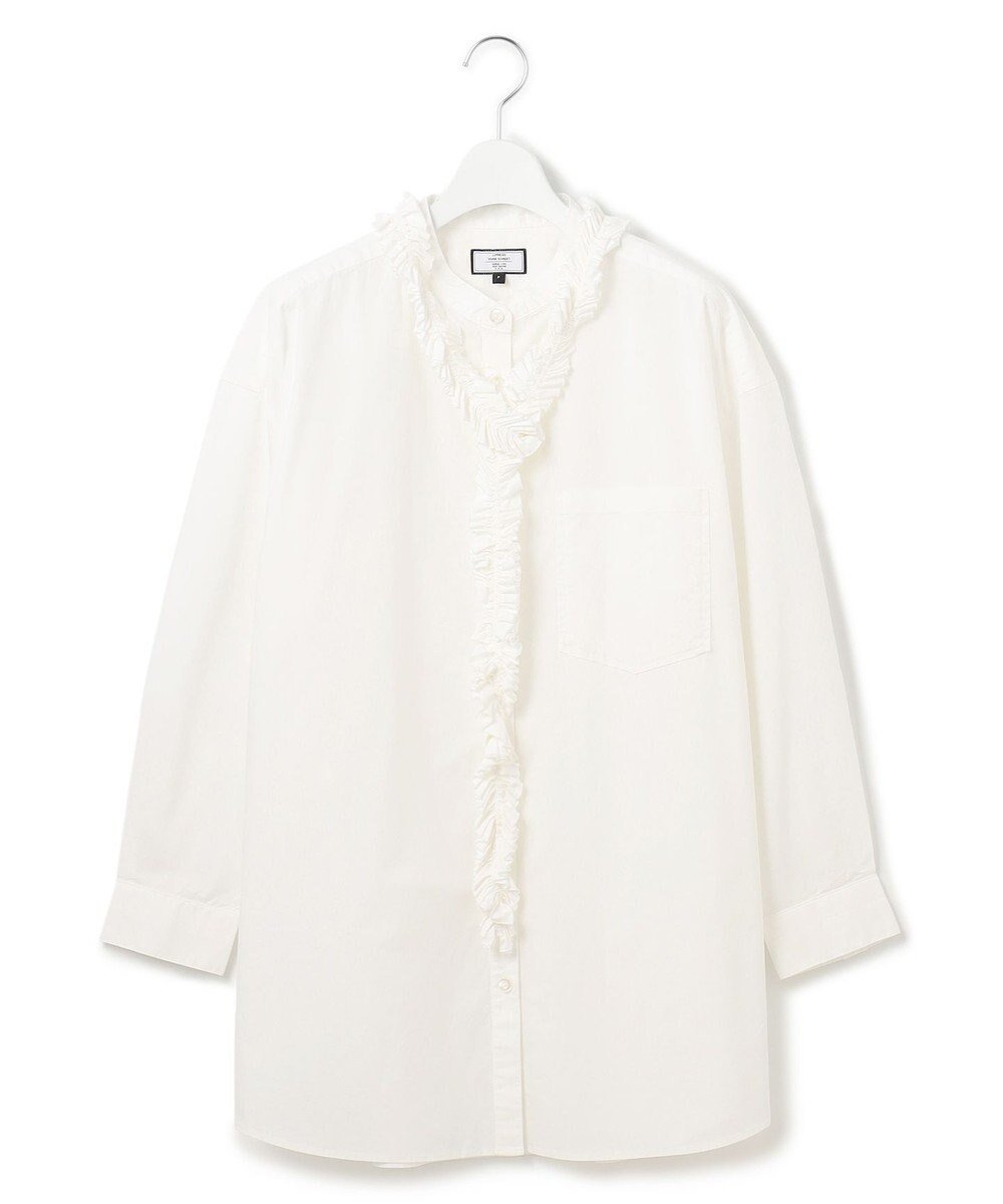 【ジェイプレスヨークストリート/J.PRESS YORK STREET】の【WOMEN】ワンウォッシュタイプライター フリルレイブラウス インテリア・キッズ・メンズ・レディースファッション・服の通販 founy(ファニー) 　ファッション　Fashion　レディースファッション　Fashion for Women　トップス・カットソー　Cut & Sew Tops　シャツ・ブラウス・オフィスカジュアル　Elegant Blouses & Button-Ups　スタンダード　Standard, Basic　タイプライター　Typewriter Fabric, Crisp Cotton　フリル　Frill, Ruffle　A/W・秋冬　Autumn/Winter　ホワイト系|ID: prp329100004870303 ipo3291000000036299472