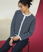 【23区/NIJYUSANKU】の【Oggi3月号掲載/洗える】ブークレコットン ニットジャケット ネイビー×オフ|ID: prp329100004870316 ipo3291000000036299614