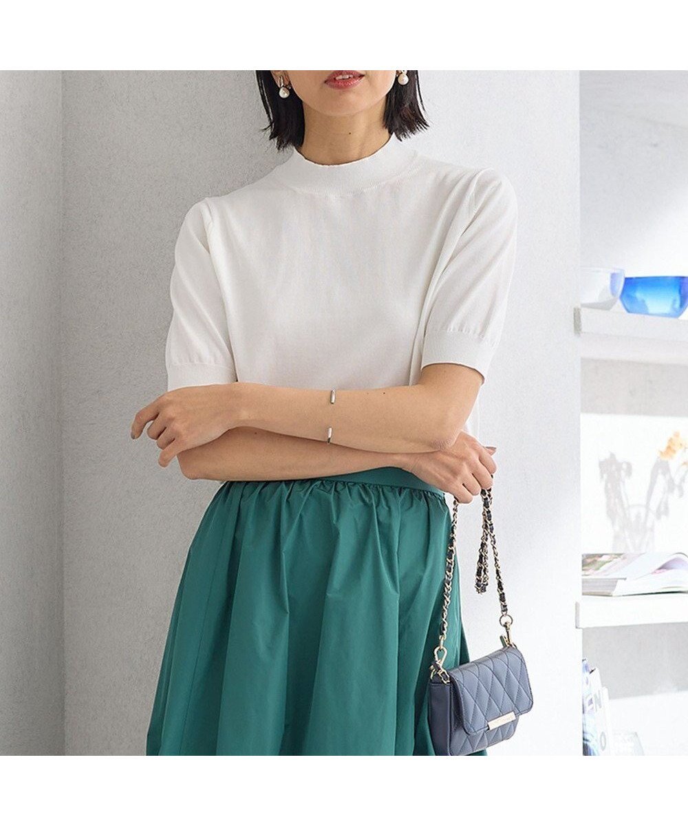 【23区/NIJYUSANKU】の【Oggi4月号掲載/洗える】プレミアムビオコットン 半袖 ニット インテリア・キッズ・メンズ・レディースファッション・服の通販 founy(ファニー) 　雑誌掲載アイテム　Magazine Picks & Fashion Features　ファッション雑誌　Fashion Magazines　オッジ　Oggi　ファッション　Fashion　レディースファッション　Fashion for Women　トップス・カットソー　Cut & Sew Tops　ニット　Knit Tops & Sweaters　アンサンブルニット　Knit Ensembles & Twin Sets　アンサンブル　Ensemble Set　イタリア　Italy　エレガント 上品　Elegant　オーガニック　Organic Cotton　春　Spring　洗える　Machine Washable　カーディガン　Cardigan, Knitwear　4月号　April Issue　雑誌　Magazine, Fashion Magazine　バランス　Balance, Style Balance　ビッグ　Big, Oversized　ベーシック　Basic, Essential　ボーダー　Border, Stripe　半袖　Short Sleeve, Half Sleeve　モックネック　Mock Neck, Short Turtleneck　S/S・春夏　SS, Spring/Summer, Warm Season　夏　Summer　2024年　2024　2024春夏・S/S　Spring/Summer 2024 SS24　ホワイト系|ID: prp329100004870325 ipo3291000000036299660