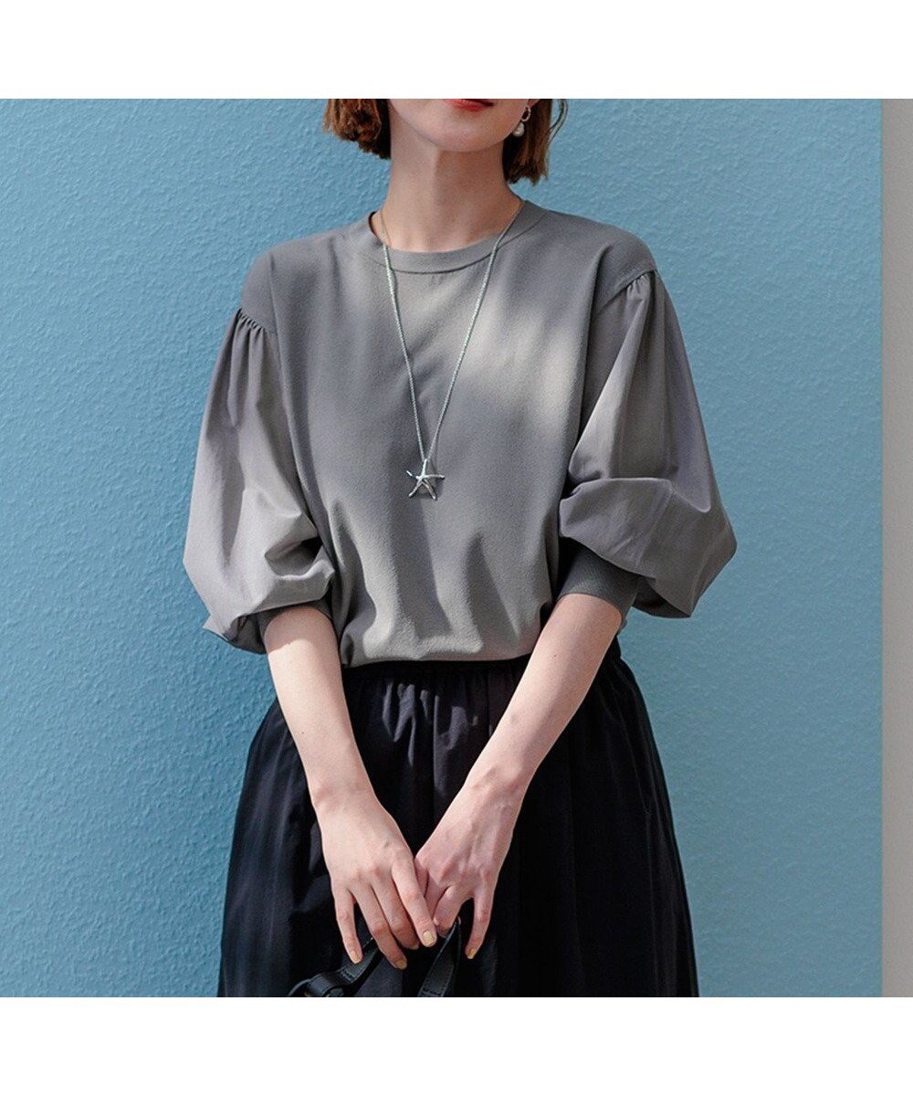 【23区/NIJYUSANKU】の【ご好評につきカラー追加/洗える】クロスコンビ パフスリーブ ニット インテリア・キッズ・メンズ・レディースファッション・服の通販 founy(ファニー) 　ファッション　Fashion　レディースファッション　Fashion for Women　トップス・カットソー　Cut & Sew Tops　ニット　Knit Tops & Sweaters　2024年　2024　2024-2025秋冬・A/W　Autumn/Winter 2024–25 AW24–25　冬　Winter / This Winter　エレガント 上品　Elegant　ギャザー　Gathered, Ruffled　コンビ　Combo, Combination Style　ストレッチ　Stretch, Stretchy Fabric　スリーブ　Sleeve, Long Sleeve / Short Sleeve　セーター　Sweater, Knitwear　ドレープ　Drape, Draping Fabric　バランス　Balance, Style Balance　フランス　France, French　モダン　Modern, Contemporary　洗える　Machine Washable　A/W・秋冬　Autumn/Winter　カーキ系|ID: prp329100004870328 ipo3291000000036299685