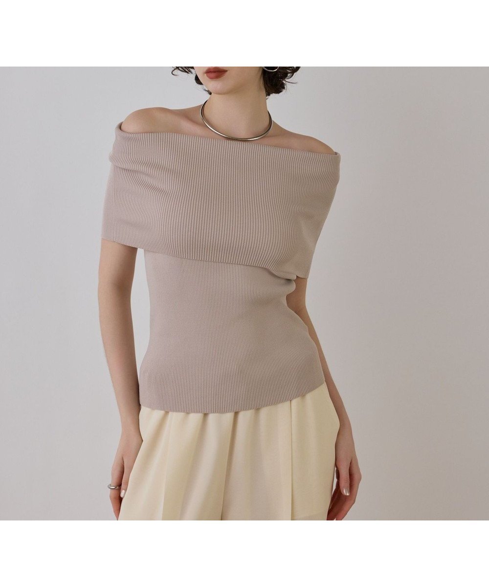 【グレース コンチネンタル/GRACE CONTINENTAL】のオフショルリブニットトップ 人気、トレンドファッション・服の通販 founy(ファニー) 　ファッション　Fashion　レディースファッション　Fashion for Women　トップス・カットソー　Cut & Sew Tops　ニット　Knit Tops & Sweaters　おすすめ　Recommended / Our Picks　イエロー　Yellow　ショルダー　Shoulder, Shoulder Strap　ストレッチ　Stretch, Stretchy Fabric　デニム　Denim, Jeans Material　トレンド　Trend, Trending Now　フェミニン　Feminine, Girly　ワイド　Wide, Wide Fit　夏　Summer　春　Spring　S/S・春夏　SS, Spring/Summer, Warm Season　 other-1|ID: prp329100004870343 ipo3291000000036299753