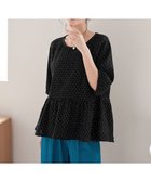 【ティアクラッセ/Tiaclasse】の【洗える】楊柳ドットギャザーブラウス ブラック|ID: prp329100004870355 ipo3291000000036299822