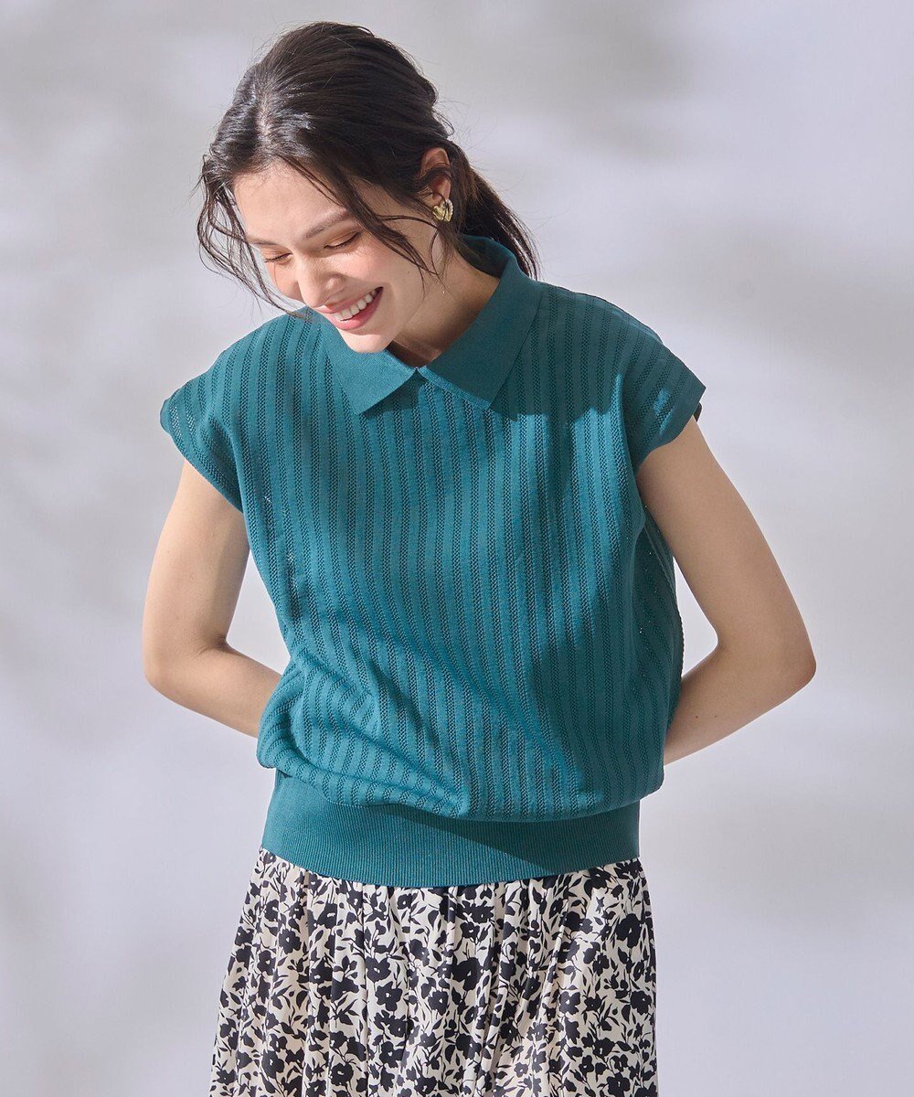 【エニー/ANY】のアイレットパターン ニットプルオーバー インテリア・キッズ・メンズ・レディースファッション・服の通販 founy(ファニー) 　ファッション　Fashion　レディースファッション　Fashion for Women　トップス・カットソー　Cut & Sew Tops　ニット　Knit Tops & Sweaters　カジュアルプルオーバー・ニットトップス　Pullovers & Knit Tops / Casual Pullovers　ストレッチ　Stretch, Stretchy Fabric　セーター　Sweater, Knitwear　デニム　Denim, Jeans Material　トレンド　Trend, Trending Now　夏　Summer　春　Spring　S/S・春夏　SS, Spring/Summer, Warm Season　透かし　Cut-Out, Lacework　グリーン|ID: prp329100004870375 ipo3291000000036299935