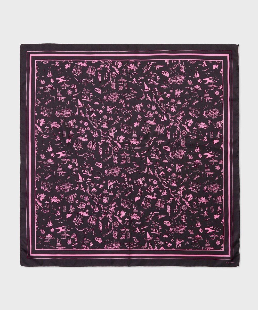 【ポール スミス/Paul Smith】のTravel Stories シルクスカーフ インテリア・キッズ・メンズ・レディースファッション・服の通販 founy(ファニー) 　ファッション　Fashion　レディースファッション　Fashion for Women　旅行　Travel　クラシカル　Classical, Vintage-Inspired　シルク　Silk, 100% Silk　スカーフ　Scarf, Neckwear　スクエア　Square, Square Shape　バンダナ　Bandana, Head Scarf　プリント　Print, Printed Pattern　モダン　Modern, Contemporary　ブラック|ID: prp329100004870382 ipo3291000000036299955
