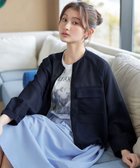 【ティアクラッセ/Tiaclasse】のメッシュジャガードノーカラーブルゾン ネイビー|ID: prp329100004870404 ipo3291000000036300035