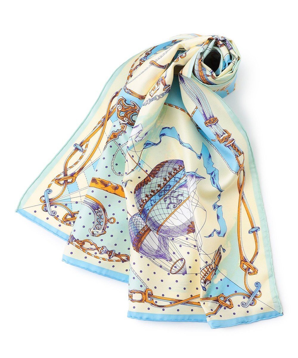 【23区/NIJYUSANKU】のmanipri ビットバルーン シルク スカーフ インテリア・キッズ・メンズ・レディースファッション・服の通販 founy(ファニー) 　ファッション　Fashion　レディースファッション　Fashion for Women　オレンジ　Orange　シルク　Silk, 100% Silk　シンプル　Simple, Minimal　スカーフ　Scarf, Neckwear　ストール　Stole, Wrap　定番　Standard, Basic Item　人気　Popular, Best Seller　ハンド　Hand, Handmade　バルーン　Balloon, Balloon Silhouette　バンダナ　Bandana, Head Scarf　フレーム　Frame, Outline　プリント　Print, Printed Pattern　モチーフ　Motif, Design Theme　S/S・春夏　SS, Spring/Summer, Warm Season　夏　Summer　2026年　2026　サックスブルー系|ID: prp329100004870412 ipo3291000000036300063