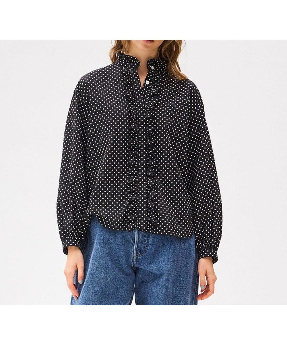 【リノ/LENO】のPOLKA DOTT BLOUSE / ドットブラウス インテリア・キッズ・メンズ・レディースファッション・服の通販 founy(ファニー) 　ファッション　Fashion　レディースファッション　Fashion for Women　トップス・カットソー　Cut & Sew Tops　シャツ・ブラウス・オフィスカジュアル　Elegant Blouses & Button-Ups　ギャザー　Gathered, Ruffled　クラシカル　Classical, Vintage-Inspired　デニム　Denim, Jeans Material　ドット　Polka Dot, Dot Pattern　バランス　Balance, Style Balance　フォルム　Silhouette, Form　フリル　Frill, Ruffle　フレンチ　French, French Style　ヨーク　Yoke, Yoke Design　夏　Summer　S/S・春夏　SS, Spring/Summer, Warm Season　A/W・秋冬　Autumn/Winter　BLACK|ID: prp329100004870430 ipo3291000000036300119