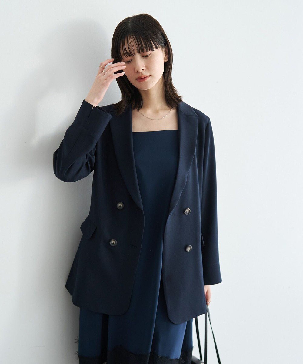 【イェッカ ヴェッカ/YECCA VECCA】のダブルブレストジャケット インテリア・キッズ・メンズ・レディースファッション・服の通販 founy(ファニー) 　ファッション　Fashion　レディースファッション　Fashion for Women　アウター　Coat / Outerwear Collection　レディースジャケット・軽アウター　Jackets　テーラードジャケット / 通勤・きれいめスタイル　Tailored Jackets & Blazers　ジャケット　Jacket, Outerwear　スタイリッシュ　Stylish, Fashionable　フラップ　Flap, Flap Pocket　ポケット　Pocket, Pocket Detail　夏　Summer　定番　Standard, Basic Item　春　Spring　S/S・春夏　SS, Spring/Summer, Warm Season　Navy|ID: prp329100004870451 ipo3291000000036300205