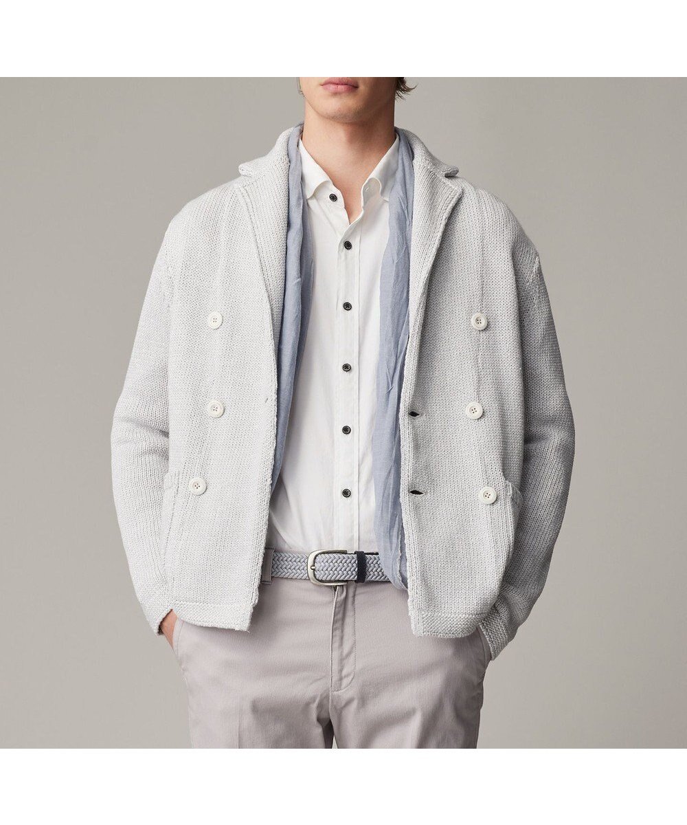 【ジョセフ アブード/JOSEPH ABBOUD / MEN】の【イタリア糸使用】コットンリリヤーン ニット ジャケット インテリア・キッズ・メンズ・レディースファッション・服の通販 founy(ファニー) ファッション Fashion メンズファッション Fashion for Men トップス・カットソー Cut & Sew Tops ニット・セーター / 定番トップス Knit Tops & Sweaters カーディガン / 羽織り Cardigans イタリア Italy カーディガン Cardigan, Knitwear ジャケット Jacket, Outerwear ダブル Double, Double-Breasted 夏 Summer 春 Spring S/S・春夏 SS, Spring/Summer, Warm Season ライトグレー系|ID: prp329100004870569 ipo3291000000036303590