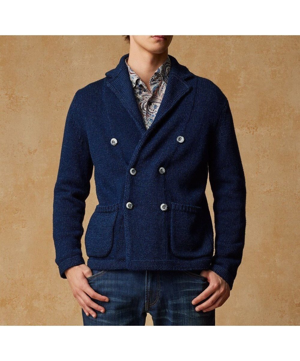 【ジョセフ アブード/JOSEPH ABBOUD / MEN】の【イタリア糸使用】コットンリリヤーン ニット ジャケット インテリア・キッズ・メンズ・レディースファッション・服の通販 founy(ファニー) ファッション Fashion メンズファッション Fashion for Men トップス・カットソー Cut & Sew Tops ニット・セーター / 定番トップス Knit Tops & Sweaters カーディガン / 羽織り Cardigans イタリア Italy カーディガン Cardigan, Knitwear ジャケット Jacket, Outerwear ダブル Double, Double-Breasted 夏 Summer 春 Spring S/S・春夏 SS, Spring/Summer, Warm Season ダルブルー系|ID: prp329100004870569 ipo3291000000036303591