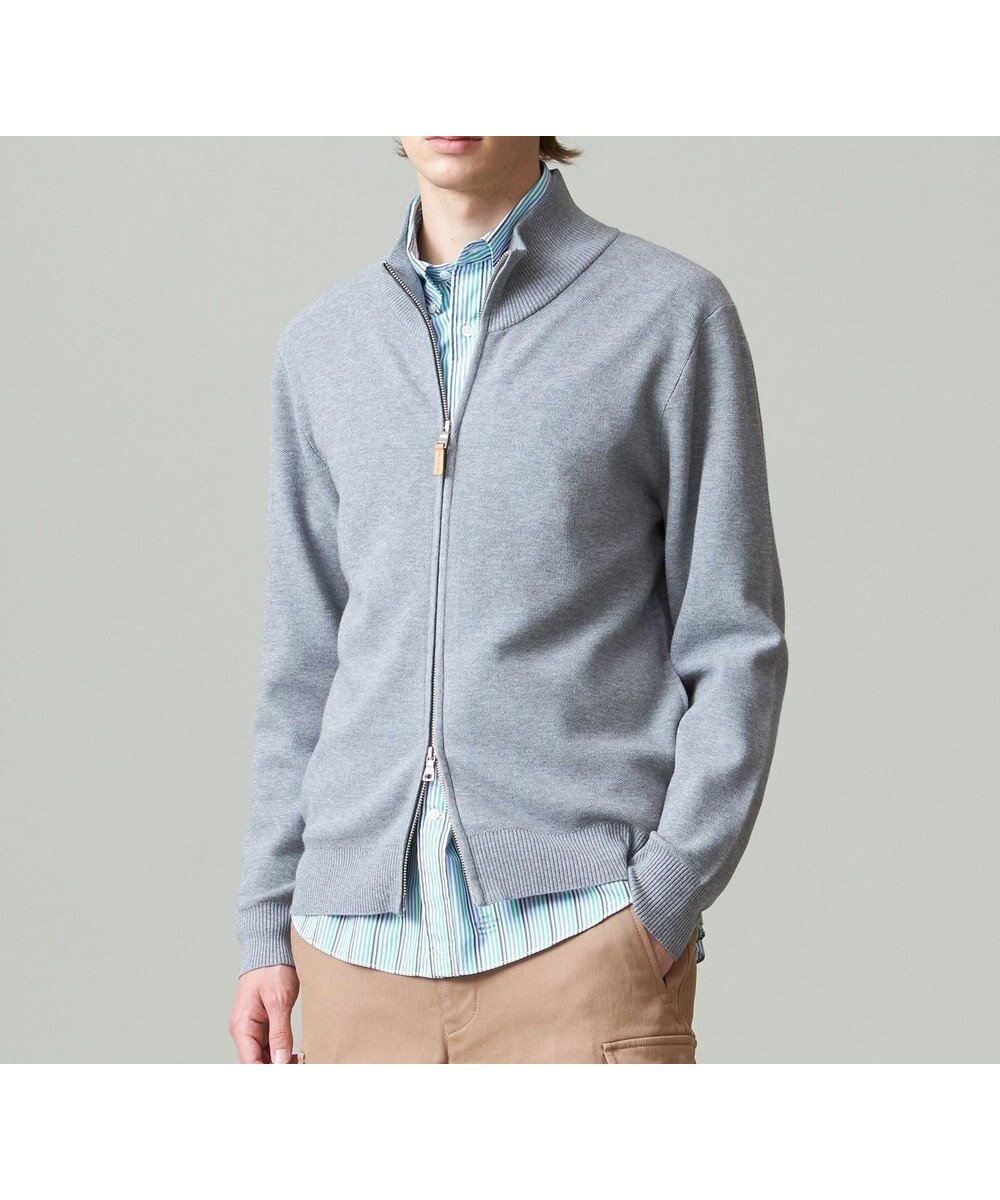 【ジェイ プレス/J.PRESS / MEN】の【ストレッチ性 / イージーケア】【FLEX YARN】フルジップニットカーディガン インテリア・キッズ・メンズ・レディースファッション・服の通販 founy(ファニー) 　ファッション　Fashion　メンズファッション　Fashion for Men　トップス・カットソー　Cut & Sew Tops　ニット・セーター / 定番トップス　Knit Tops & Sweaters　カーディガン / 羽織り　Cardigans　カーディガン　Cardigan, Knitwear　ストレッチ　Stretch, Stretchy Fabric　スリーブ　Sleeve, Long Sleeve / Short Sleeve　タートルネック　Turtleneck, High Neck　定番　Standard, Basic Item　フロント　Front, Front Design　ブルゾン　Blouson, Bomber Jacket　ポケット　Pocket, Pocket Detail　羽織　Haori, Light Jacket　A/W・秋冬　Autumn/Winter　エレガント 上品　Elegant　ライトグレー系|ID: prp329100004870576 ipo3291000000036303614