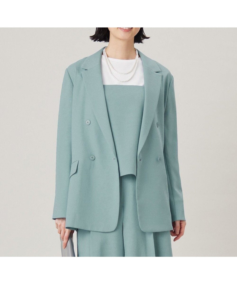 【自由区/JIYU-KU】の【ドラマ「明日はもっと いい日になる」着用】【セットアップ対応・接触冷感・洗える】リネンライクシンセティックテーラード ジャケット インテリア・キッズ・メンズ・レディースファッション・服の通販 founy(ファニー) 　ファッション　Fashion　レディースファッション　Fashion for Women　アウター　Coat / Outerwear Collection　レディースジャケット・軽アウター　Jackets　テーラードジャケット / 通勤・きれいめスタイル　Tailored Jackets & Blazers　春　Spring　洗える　Machine Washable　カーディガン　Cardigan, Knitwear　ジャケット　Jacket, Outerwear　ストレッチ　Stretch, Stretchy Fabric　セットアップ　Set-Up, Coordinated Outfit　ダブル　Double, Double-Breasted　バランス　Balance, Style Balance　ビスチェ　Bustier, Corset Top　リラックス　Relax, Relaxed Fit　S/S・春夏　SS, Spring/Summer, Warm Season　おすすめ　Recommended / Our Picks　夏　Summer　ライトブルー|ID: prp329100004870591 ipo3291000000036303677