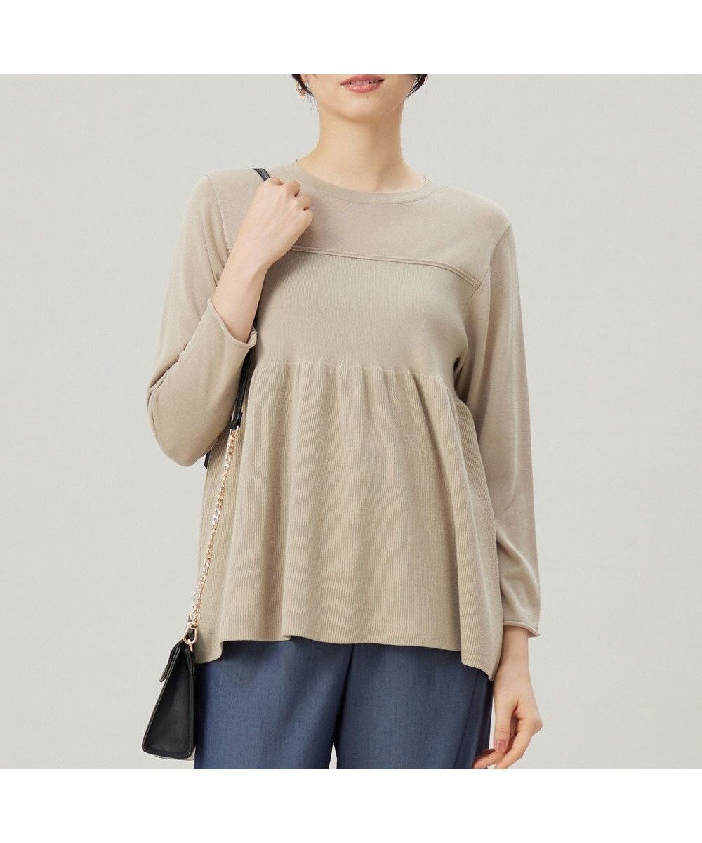 【自由区/JIYU-KU】の【洗える】ドライコットンハイゲージペプラム ニット インテリア・キッズ・メンズ・レディースファッション・服の通販 founy(ファニー) 　ファッション　Fashion　レディースファッション　Fashion for Women　トップス・カットソー　Cut & Sew Tops　ニット　Knit Tops & Sweaters　おすすめ　Recommended / Our Picks　セーター　Sweater, Knitwear　バランス　Balance, Style Balance　ペプラム　Peplum, Flared Hem　夏　Summer　春　Spring　S/S・春夏　SS, Spring/Summer, Warm Season　洗える　Machine Washable　ベージュ|ID: prp329100004870614 ipo3291000000036303828