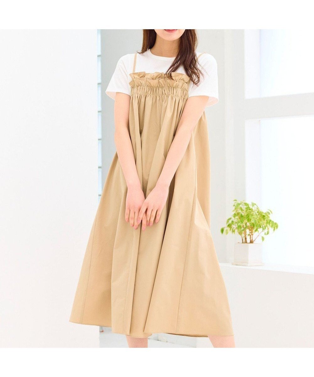 【フェルゥ/Feroux】の【洗える】レイヤード風 ギャザーワンピース 人気、トレンドファッション・服の通販 founy(ファニー) 　ファッション　Fashion　レディースファッション　Fashion for Women　ワンピース　Dresses　キャミワンピース　Cami Dress, Slip Dress　ギャザー　Gathered, Ruffled　タフタ　Taffeta, Structured Fabric　フェミニン　Feminine, Girly　夏　Summer　春　Spring　S/S・春夏　SS, Spring/Summer, Warm Season　洗える　Machine Washable　 other-1|ID: prp329100004870632 ipo3291000000036303910