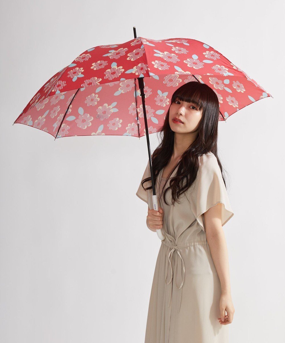 【ムーンバット/MOONBAT】の【超撥水】フロータス (FLO(A)TUS) 長傘 ストライプフラワー 耐風 インテリア・キッズ・メンズ・レディースファッション・服の通販 founy(ファニー) 　ファッション　Fashion　レディースファッション　Fashion for Women　レイングッズ・傘・晴雨兼用傘　Umbrellas & Rain Gear　ストライプ　Stripe, Striped Pattern　フラワー　Flower, Floral　傘　Umbrella, Parasol　レッド|ID: prp329100004870647 ipo3291000000036304163