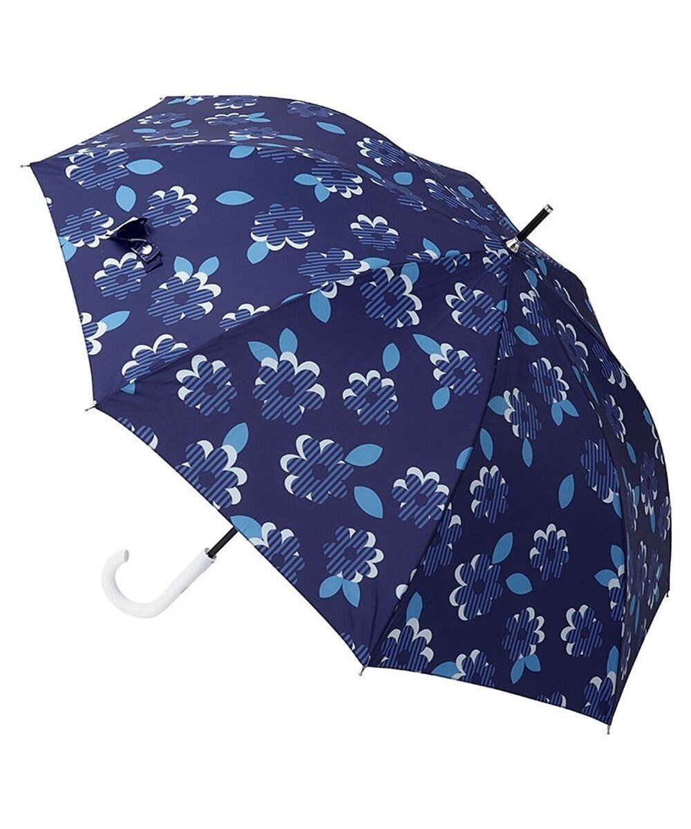 【ムーンバット/MOONBAT】の【超撥水】フロータス (FLO(A)TUS) 長傘 ストライプフラワー 耐風 インテリア・キッズ・メンズ・レディースファッション・服の通販 founy(ファニー) 　ファッション　Fashion　レディースファッション　Fashion for Women　レイングッズ・傘・晴雨兼用傘　Umbrellas & Rain Gear　ストライプ　Stripe, Striped Pattern　フラワー　Flower, Floral　傘　Umbrella, Parasol　ネイビーブルー|ID: prp329100004870647 ipo3291000000036304165