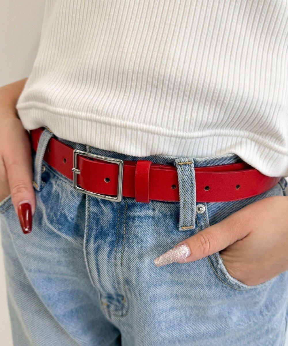 【ウィゴー/WEGO】のLスクエアバックルPUベルト インテリア・キッズ・メンズ・レディースファッション・服の通販 founy(ファニー) 　ファッション　Fashion　レディースファッション　Fashion for Women　バッグ　Bags　ベルト&ウエストマーク　Belts & Waist Accessories　シンプル　Simple, Minimal　スクエア　Square, Square Shape　スマホ　Smartphone, Mobile Device　レッド|ID: prp329100004870652 ipo3291000000036304224