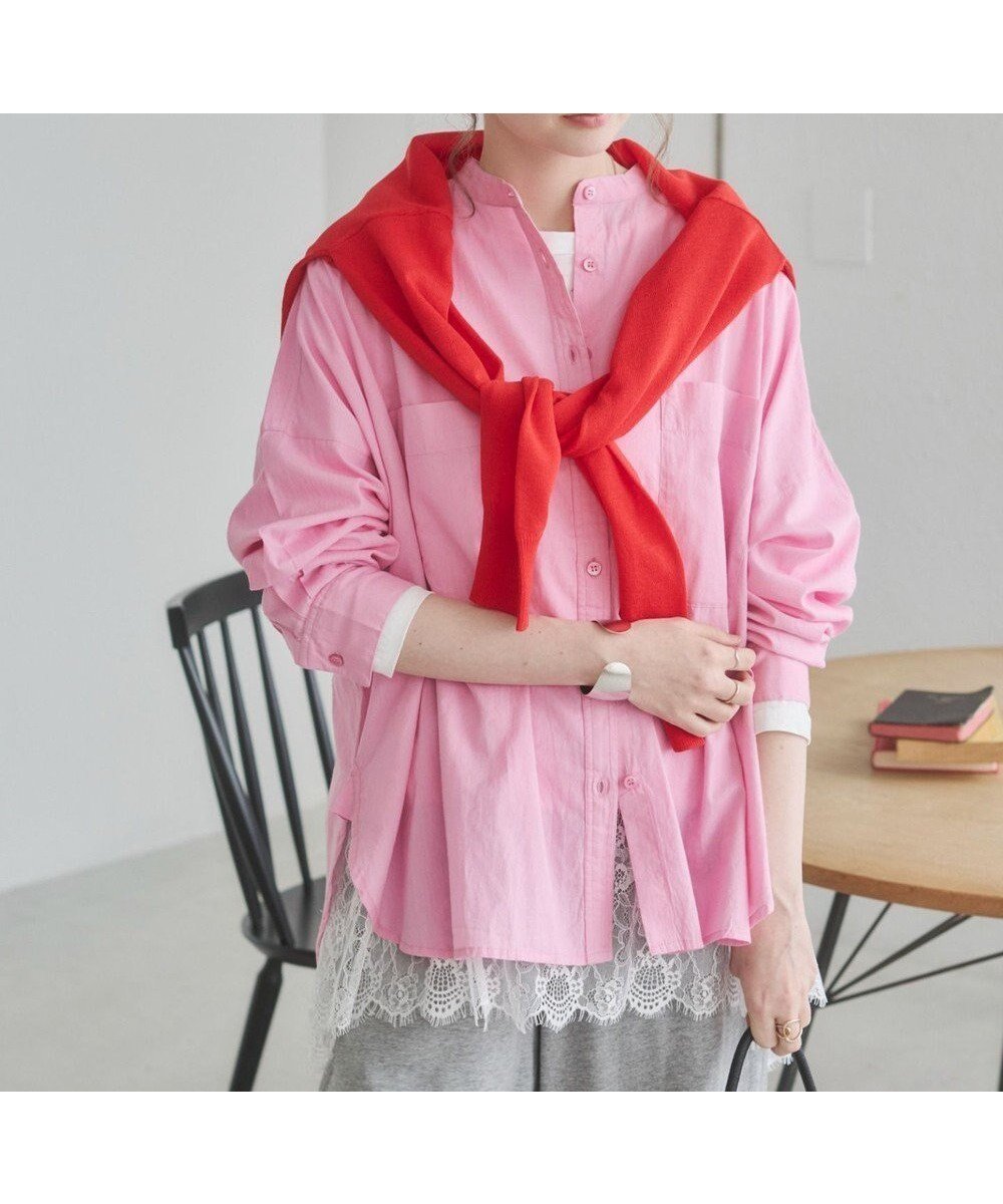 【ウィゴー/WEGO】の着丈が選べる オーバーサイズ バンドカラー シャツ / ストライプ / 無地 インテリア・キッズ・メンズ・レディースファッション・服の通販 founy(ファニー) 　ファッション　Fashion　レディースファッション　Fashion for Women　トップス・カットソー　Cut & Sew Tops　シャツ・ブラウス・オフィスカジュアル　Elegant Blouses & Button-Ups　インド　Indian Textile　春　Spring　シンプル　Simple, Minimal　ストライプ　Stripe, Striped Pattern　スリーブ　Sleeve, Long Sleeve / Short Sleeve　バランス　Balance, Style Balance　ポケット　Pocket, Pocket Detail　半袖　Short Sleeve, Half Sleeve　無地　Plain, Solid Color　S/S・春夏　SS, Spring/Summer, Warm Season　夏　Summer　2023春夏・S/S　Spring/Summer 2023 SS23　2023年　2023　2025年　2025　2025春夏・S/S　Spring/Summer 2025 SS25　ライトピンク|ID: prp329100004870664 ipo3291000000036304409