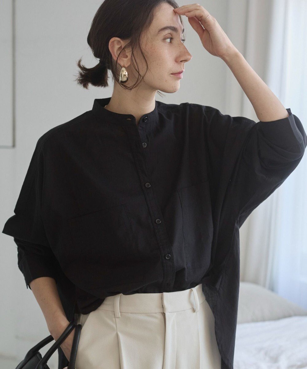 【ウィゴー/WEGO】の着丈が選べる オーバーサイズ バンドカラー シャツ / ストライプ / 無地 インテリア・キッズ・メンズ・レディースファッション・服の通販 founy(ファニー) 　ファッション　Fashion　レディースファッション　Fashion for Women　トップス・カットソー　Cut & Sew Tops　シャツ・ブラウス・オフィスカジュアル　Elegant Blouses & Button-Ups　インド　Indian Textile　春　Spring　シンプル　Simple, Minimal　ストライプ　Stripe, Striped Pattern　スリーブ　Sleeve, Long Sleeve / Short Sleeve　バランス　Balance, Style Balance　ポケット　Pocket, Pocket Detail　半袖　Short Sleeve, Half Sleeve　無地　Plain, Solid Color　S/S・春夏　SS, Spring/Summer, Warm Season　夏　Summer　2023春夏・S/S　Spring/Summer 2023 SS23　2023年　2023　2025年　2025　2025春夏・S/S　Spring/Summer 2025 SS25　ブラック|ID: prp329100004870664 ipo3291000000036304414