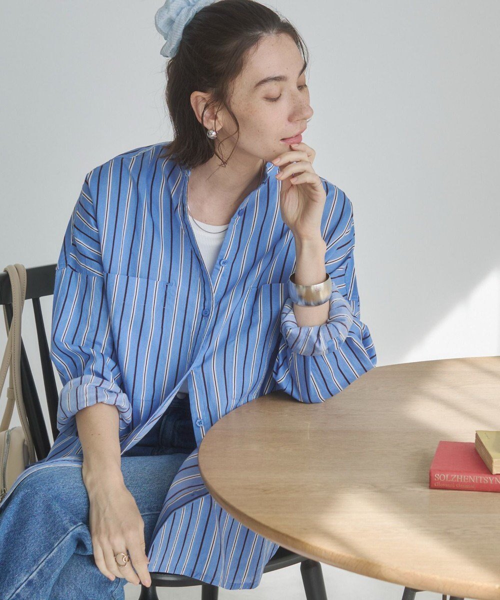 【ウィゴー/WEGO】の着丈が選べる オーバーサイズ バンドカラー シャツ / ストライプ / 無地 インテリア・キッズ・メンズ・レディースファッション・服の通販 founy(ファニー) 　ファッション　Fashion　レディースファッション　Fashion for Women　トップス・カットソー　Cut & Sew Tops　シャツ・ブラウス・オフィスカジュアル　Elegant Blouses & Button-Ups　インド　Indian Textile　春　Spring　シンプル　Simple, Minimal　ストライプ　Stripe, Striped Pattern　スリーブ　Sleeve, Long Sleeve / Short Sleeve　バランス　Balance, Style Balance　ポケット　Pocket, Pocket Detail　半袖　Short Sleeve, Half Sleeve　無地　Plain, Solid Color　S/S・春夏　SS, Spring/Summer, Warm Season　夏　Summer　2023春夏・S/S　Spring/Summer 2023 SS23　2023年　2023　2025年　2025　2025春夏・S/S　Spring/Summer 2025 SS25　柄2|ID: prp329100004870664 ipo3291000000036304418