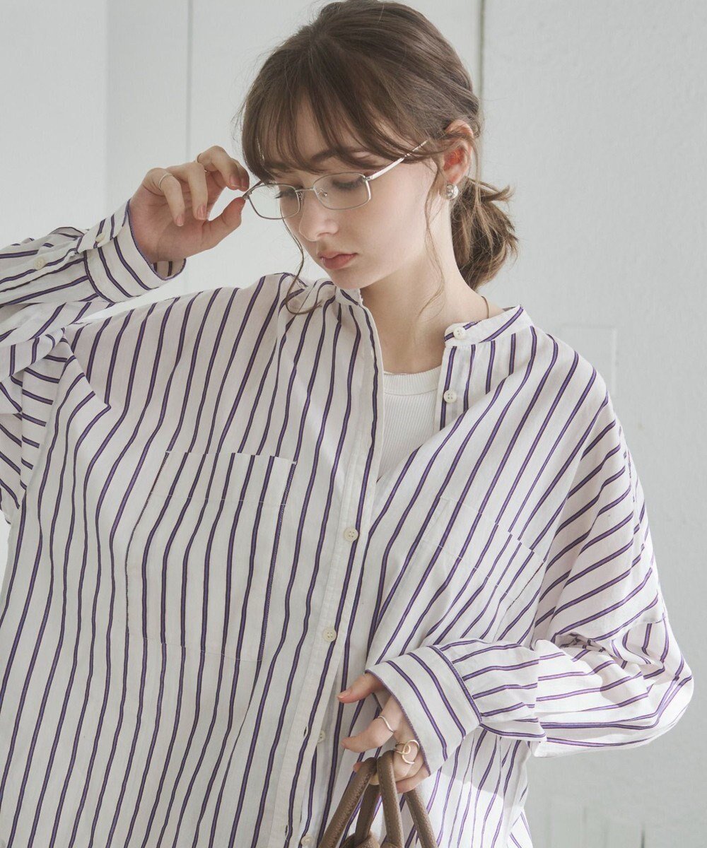【ウィゴー/WEGO】の着丈が選べる オーバーサイズ バンドカラー シャツ / ストライプ / 無地 インテリア・キッズ・メンズ・レディースファッション・服の通販 founy(ファニー) 　ファッション　Fashion　レディースファッション　Fashion for Women　トップス・カットソー　Cut & Sew Tops　シャツ・ブラウス・オフィスカジュアル　Elegant Blouses & Button-Ups　インド　Indian Textile　春　Spring　シンプル　Simple, Minimal　ストライプ　Stripe, Striped Pattern　スリーブ　Sleeve, Long Sleeve / Short Sleeve　バランス　Balance, Style Balance　ポケット　Pocket, Pocket Detail　半袖　Short Sleeve, Half Sleeve　無地　Plain, Solid Color　S/S・春夏　SS, Spring/Summer, Warm Season　夏　Summer　2023春夏・S/S　Spring/Summer 2023 SS23　2023年　2023　2025年　2025　2025春夏・S/S　Spring/Summer 2025 SS25　柄3|ID: prp329100004870664 ipo3291000000036304419