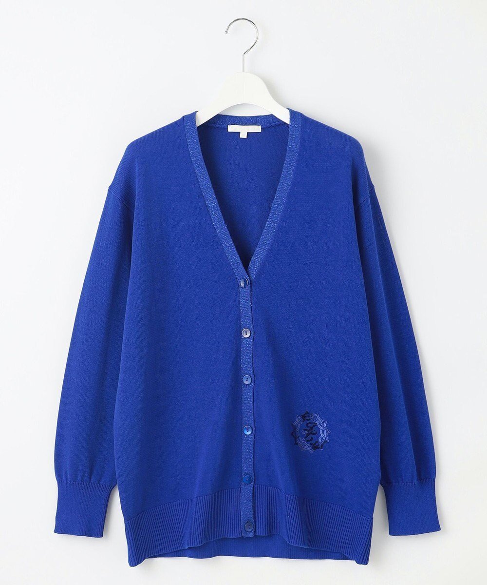 【自由区/JIYU-KU】の【カタログ掲載・洗える】エンブレムニット カーディガン インテリア・キッズ・メンズ・レディースファッション・服の通販 founy(ファニー) 　ファッション　Fashion　レディースファッション　Fashion for Women　トップス・カットソー　Cut & Sew Tops　ニット　Knit Tops & Sweaters　カーディガン・羽織り　Layered Style Cardigans　カーディガン　Cardigan, Knitwear　スパンコール　Sequins, Sequin Embellishment　ミドル　Middle Length, Mid Height　夏　Summer　春　Spring　S/S・春夏　SS, Spring/Summer, Warm Season　洗える　Machine Washable　ブルー|ID: prp329100004871224 ipo3291000000036311633
