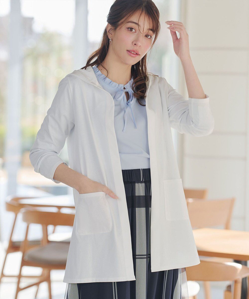 【ティアクラッセ/Tiaclasse】の【おのののかさん着用】「サマケア 」フード付きカットソーロングカーディガン インテリア・キッズ・メンズ・レディースファッション・服の通販 founy(ファニー) 　ファッション　Fashion　レディースファッション　Fashion for Women　トップス・カットソー　Cut & Sew Tops　カーディガン・羽織り　Layered Style Cardigans　カットソー・ベーシックTシャツ　Cut-and-Sewn Tops / Stretch Tees & Basics　春　Spring　カットソー　Cut and Sewn Top　カーディガン　Cardigan, Knitwear　吸水　Absorbent, Quick-Dry　ポケット　Pocket, Pocket Detail　リラックス　Relax, Relaxed Fit　ロング　Long, Long-Length　S/S・春夏　SS, Spring/Summer, Warm Season　夏　Summer　エレガント 上品　Elegant　オフホワイト|ID: prp329100004871275 ipo3291000000036312099