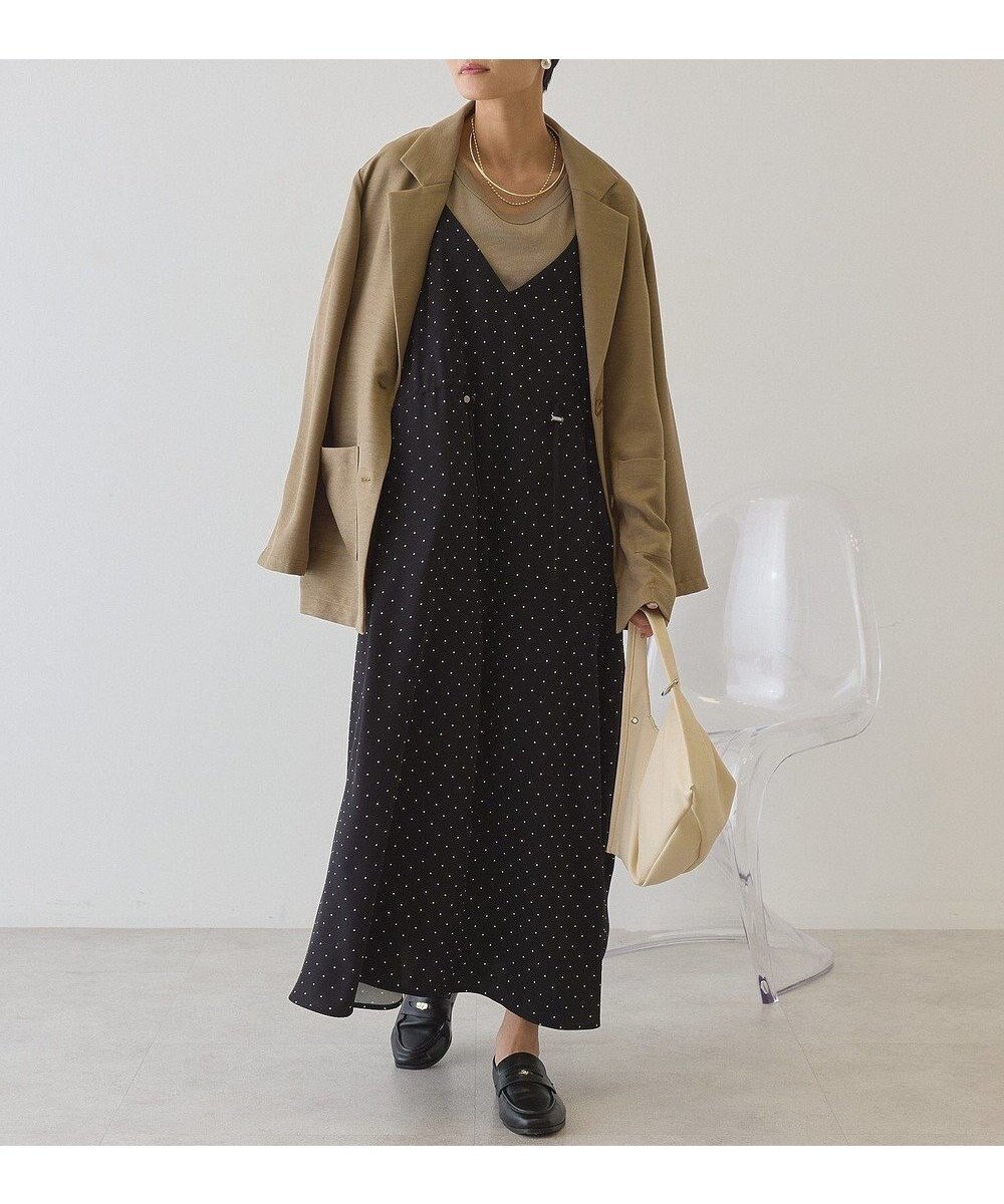 【アメリカンホリック/AMERICAN HOLIC】のサイドシャーリングVネックドットキャミワンピース インテリア・キッズ・メンズ・レディースファッション・服の通販 founy(ファニー) 　ファッション　Fashion　レディースファッション　Fashion for Women　ワンピース　Dresses　キャミソールワンピース　Camisole Dresses　アメリカン　American Style　春　Spring　キャミワンピース　Cami Dress, Slip Dress　ギャザー　Gathered, Ruffled　シャーリング　Shirring, Ruched　ジャケット　Jacket, Outerwear　スタイリッシュ　Stylish, Fashionable　トレンド　Trend, Trending Now　ドット　Polka Dot, Dot Pattern　フロント　Front, Front Design　ポケット　Pocket, Pocket Detail　S/S・春夏　SS, Spring/Summer, Warm Season　夏　Summer　Black|ID: prp329100004871288 ipo3291000000036312232