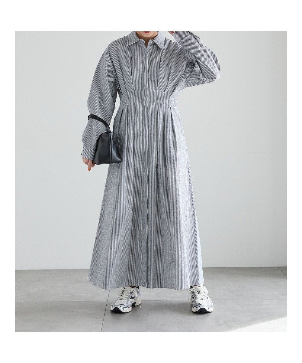 【テチチ/Te chichi】のサッカーウエストシェイプワンピース インテリア・キッズ・メンズ・レディースファッション・服の通販 founy(ファニー) 　ファッション　Fashion　レディースファッション　Fashion for Women　ワンピース　Dresses　サッカー　Seersucker, Summer Fabric　シェイプ　Shape, Slim Fit　フェミニン　Feminine, Girly　フロント　Front, Front Design　エレガント 上品　Elegant　夏　Summer　S/S・春夏　SS, Spring/Summer, Warm Season　A/W・秋冬　Autumn/Winter　ネイビー|ID: prp329100004871316 ipo3291000000036312495