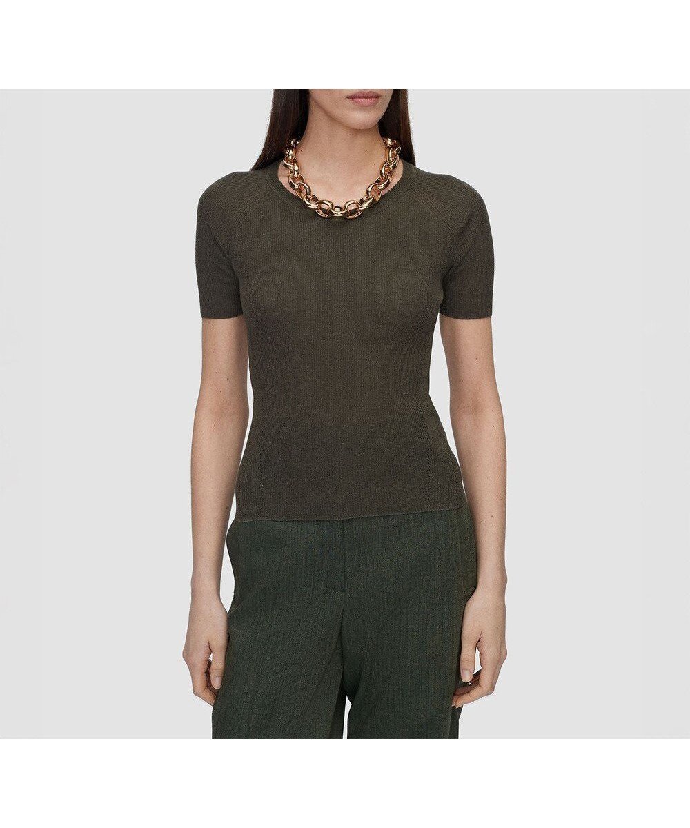 【ジョゼフ/JOSEPH】のシアークレープ ショートスリーブニット インテリア・キッズ・メンズ・レディースファッション・服の通販 founy(ファニー) 　ファッション　Fashion　レディースファッション　Fashion for Women　トップス・カットソー　Cut & Sew Tops　ニット　Knit Tops & Sweaters　シンプル　Simple, Minimal　スリム　Slim, Slim Fit　セーター　Sweater, Knitwear　フィット　Fit, Slim Fit　リネン　Linen, Linen Fabric　夏　Summer　春　Spring　S/S・春夏　SS, Spring/Summer, Warm Season　Palm Leaf|ID: prp329100004871593 ipo3291000000036322219