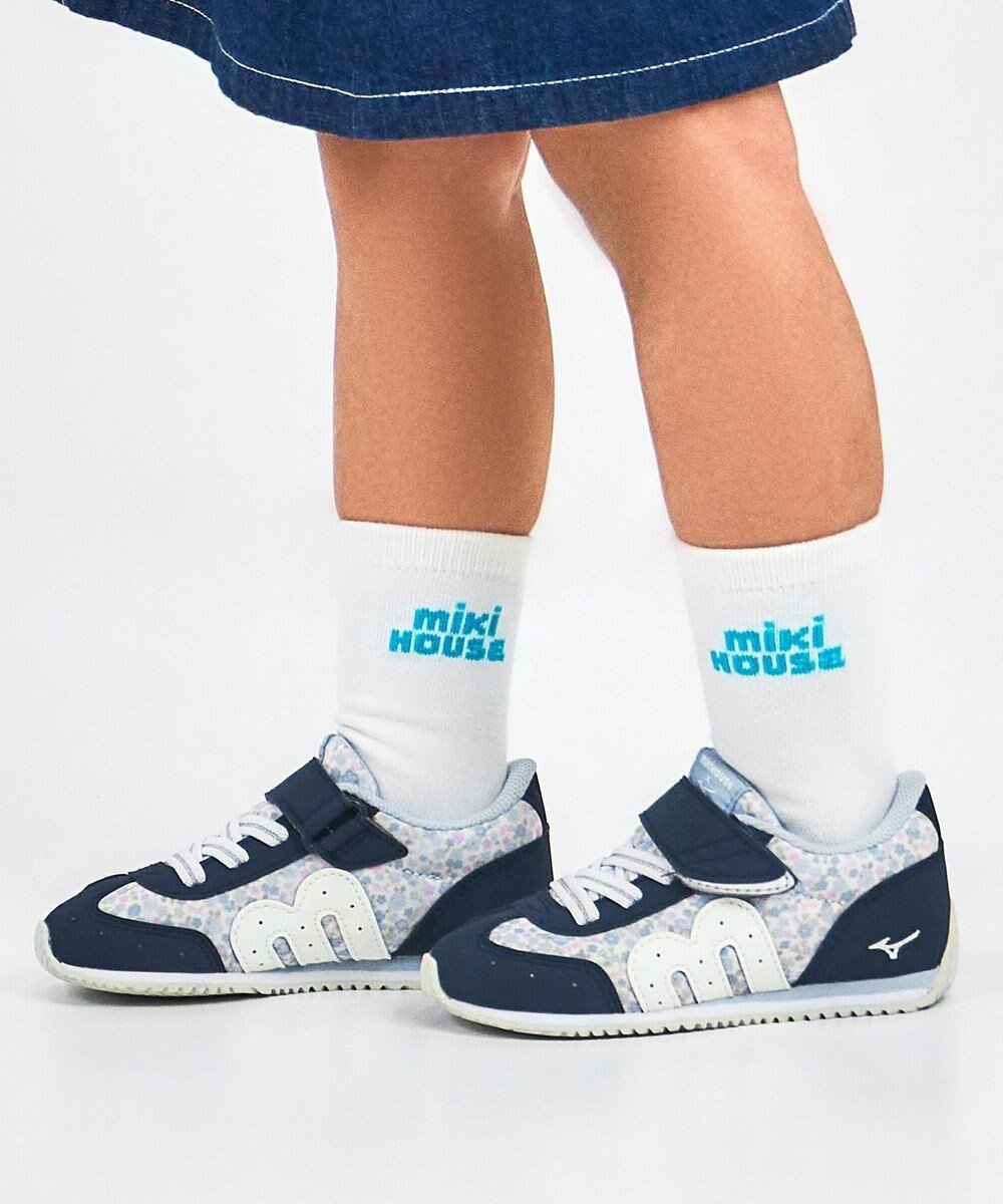 【ミキハウスホットビスケッツ/MIKI HOUSE HOT BISCUITS / KIDS】の【WEB限定】【16-21cm】ミズノコラボ キッズシューズ【WebLimited】 インテリア・キッズ・メンズ・レディースファッション・服の通販 founy(ファニー) 　ファッション　Fashion　キッズファッション　Fashion for Kids　インソール　Shoe Insole　シューズ　Shoes, Footwear　スニーカー　Sneakers, Trainers　人気　Popular, Best Seller　プリント　Print, Printed Pattern　メッシュ　Mesh, Net Fabric　おすすめ　Recommended / Our Picks　サックス|ID: prp329100004871652 ipo3291000000036322385